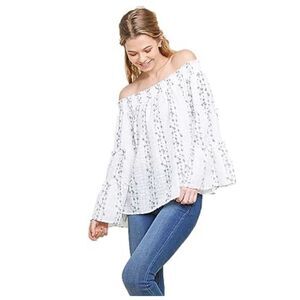 Umgee boho cottagecore floral off the shoulder top shirt S